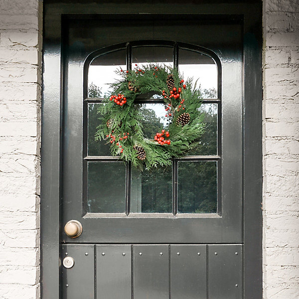 Couronne de Noël artificielle à baies rouges D45 cm - Little Grove
