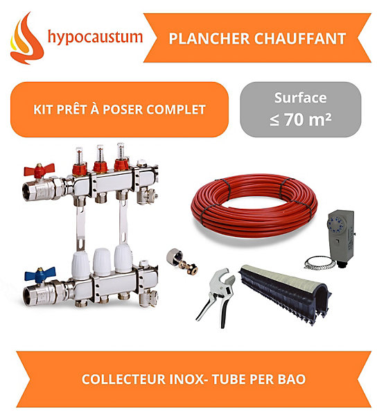 Kit plancher chauffant hydraulique 70 m² - Tube PER BAO - Collecteur Inox