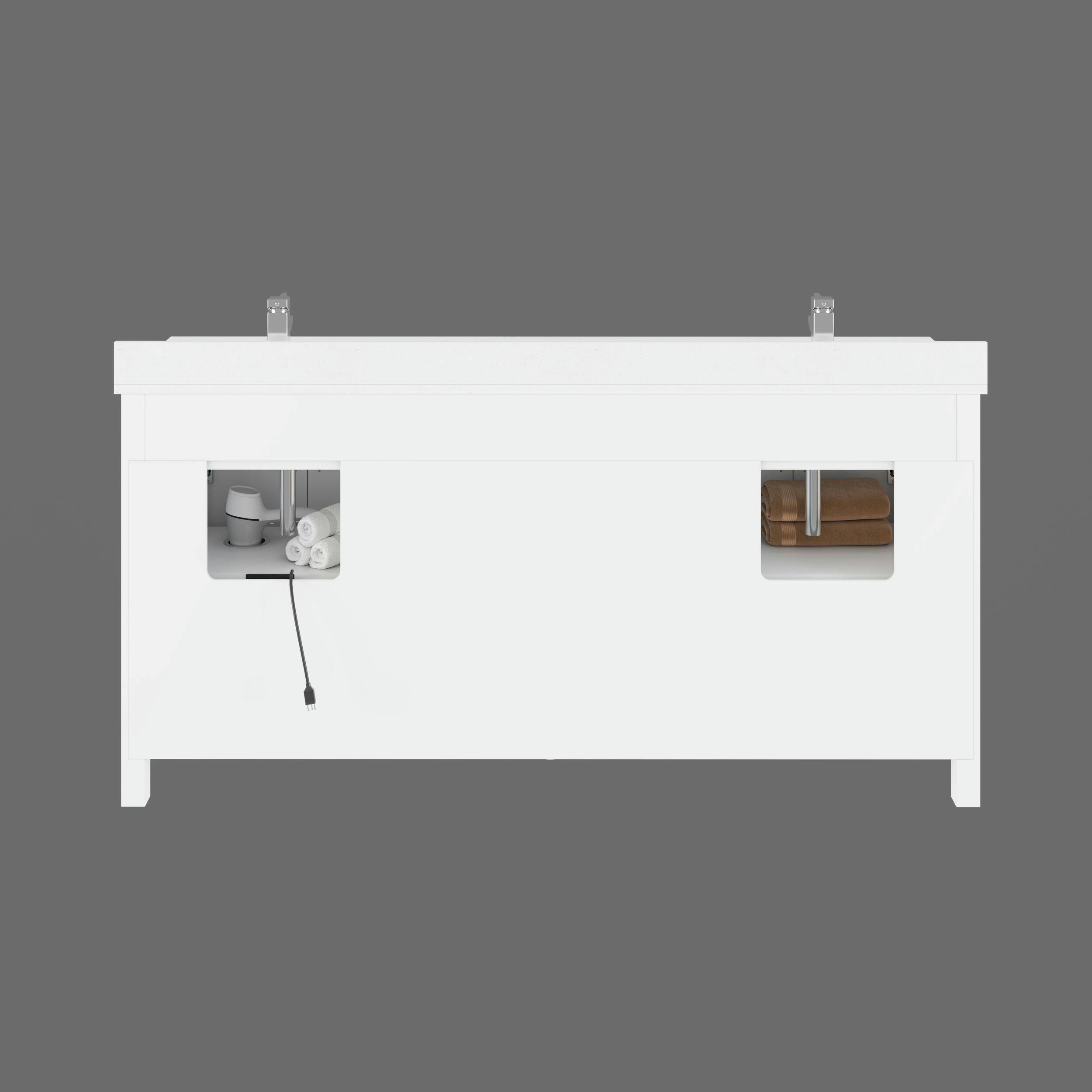 Urban Bathe Terrence Undermount Double Sink Stone Top Bathroom Vanity with Drawer & Cabinet Organizer, White, 72-in