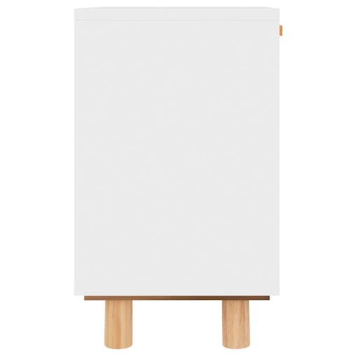 NNEVL Bedside Cabinets 2 pcs White Solid Wood Pine and Natural Rattan