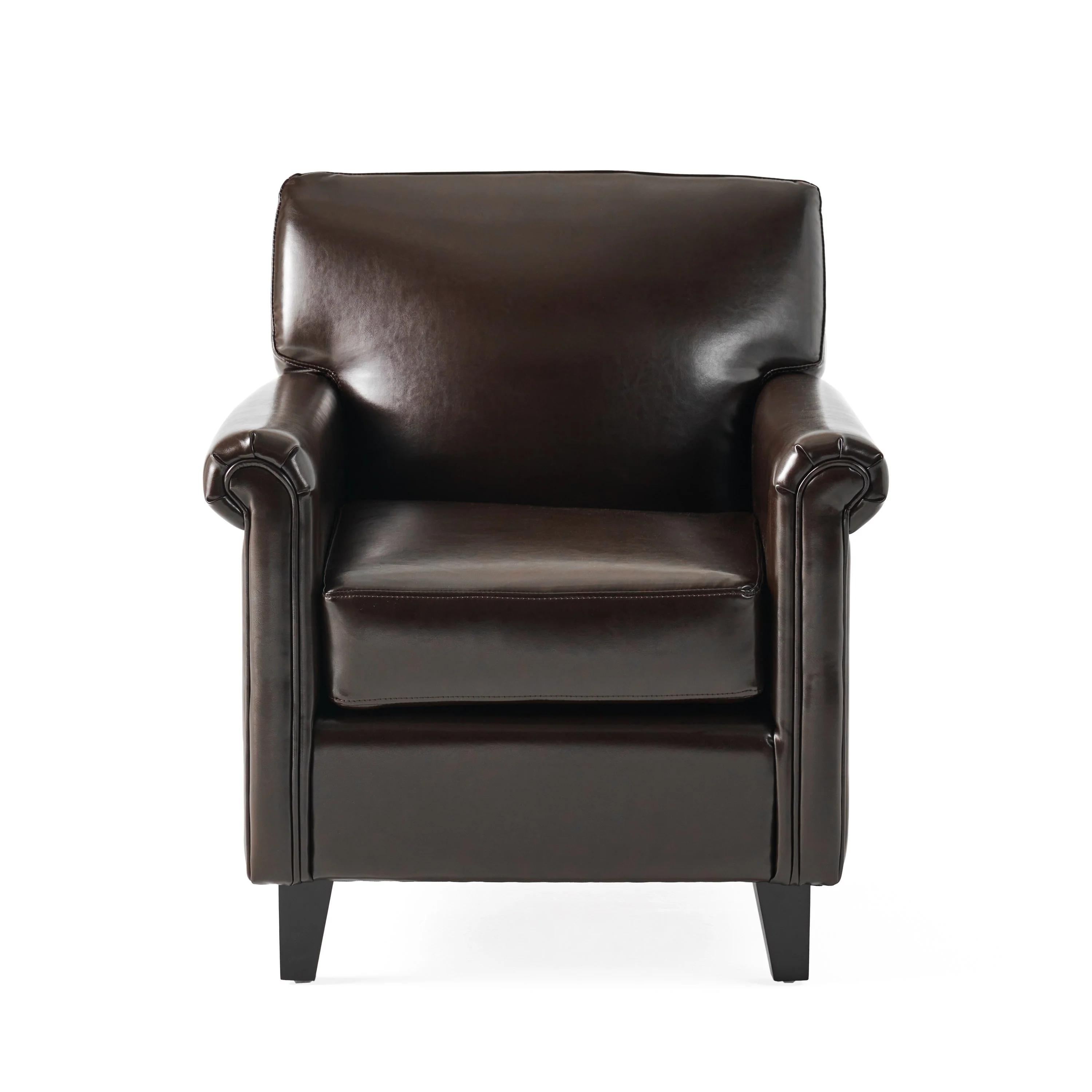 Leeds Brown Bonded Leather Club Chair by Christopher Knight Home
