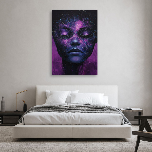 Feeby Obraz na płótnie, Twarz Kobiety Fioletowa Abstrakcja 40x60