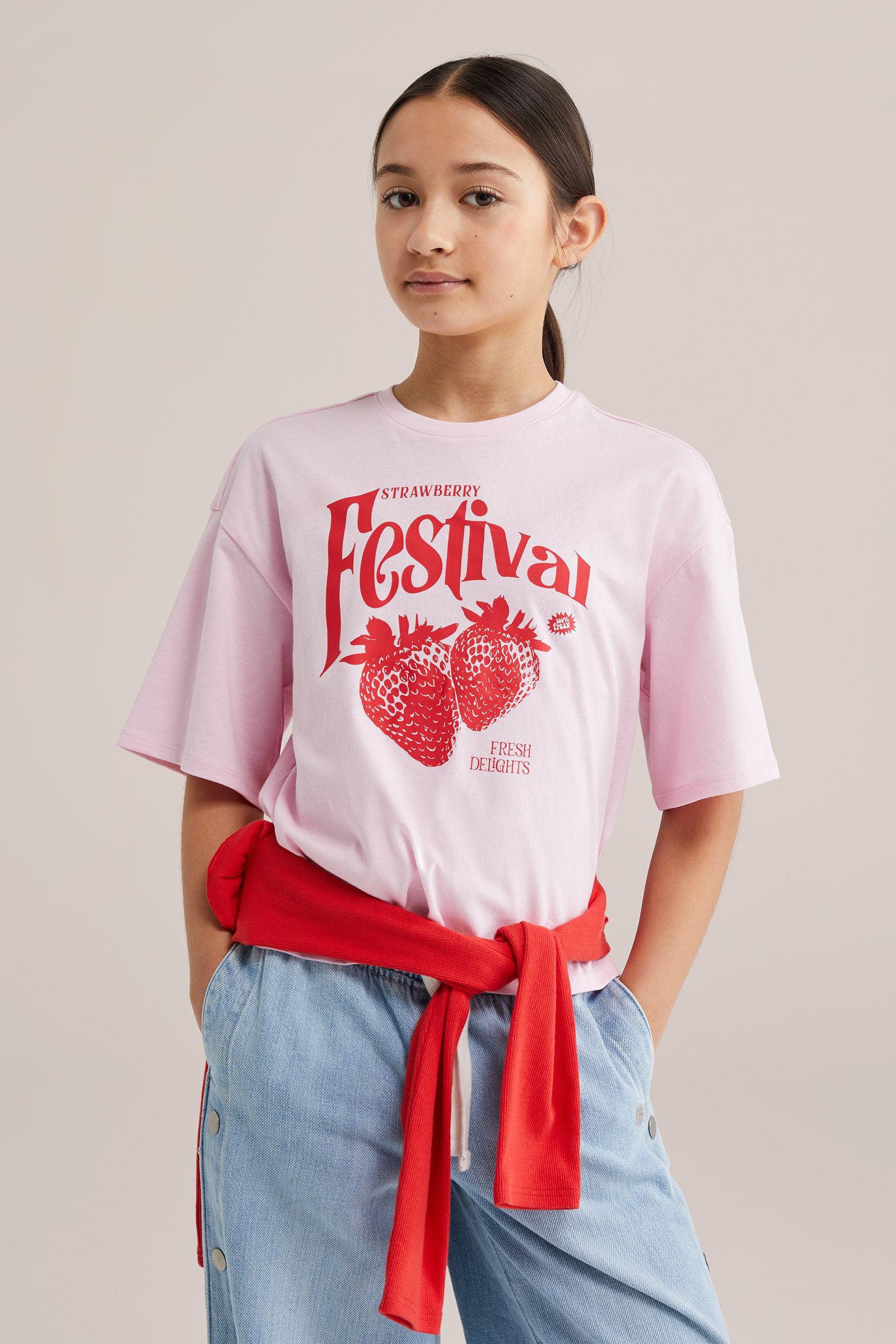 Meisjes oversized T-shirt met print