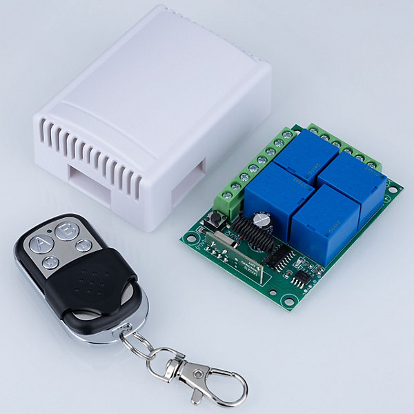 Module Relais RF 433MHz 4 Canaux - Télécommande Incluse, Portée 100 m, 12V DC, Pour Domotique et éclairage