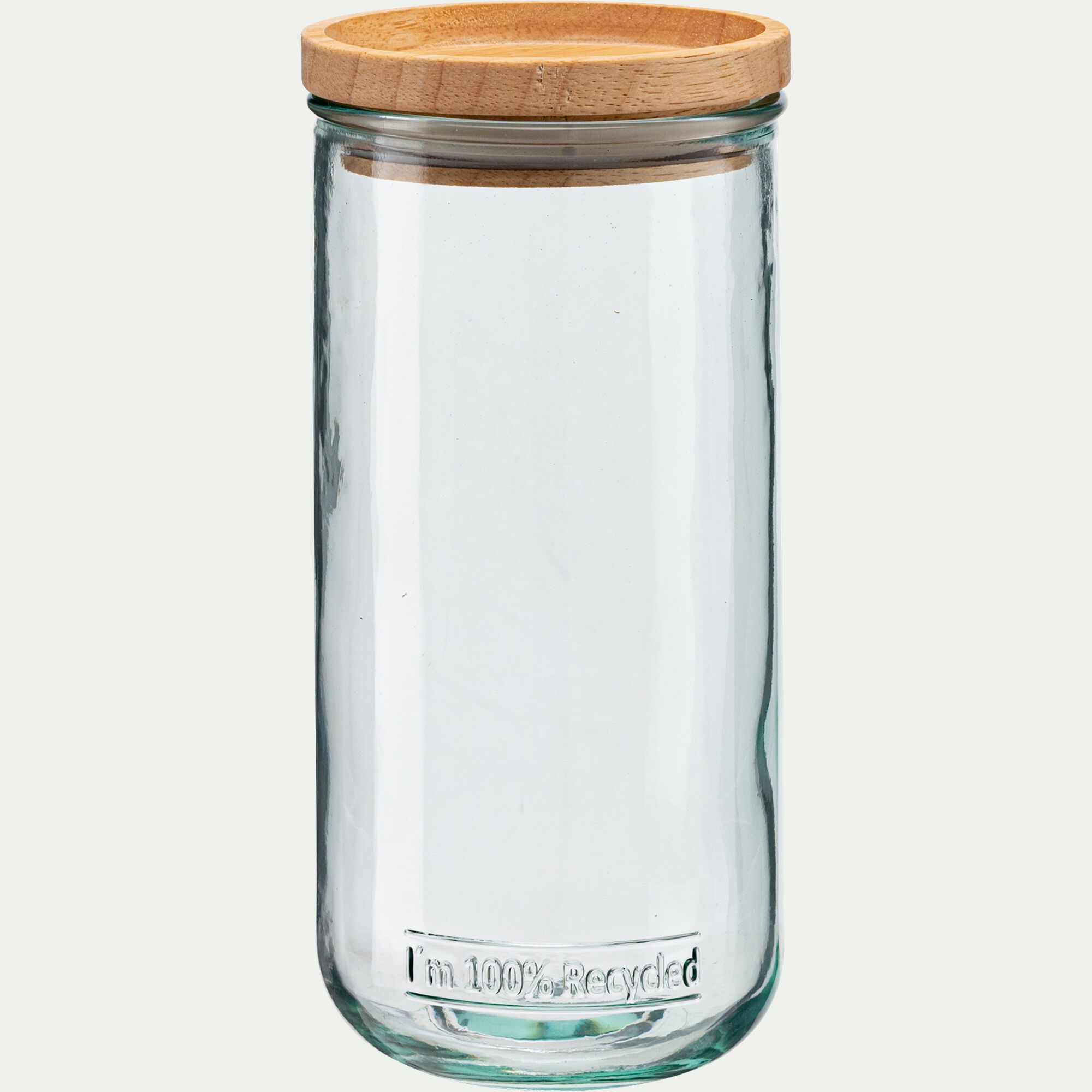 AQUA - Bocal en verre recyclé avec couvercle en bois 82cl - transparent
