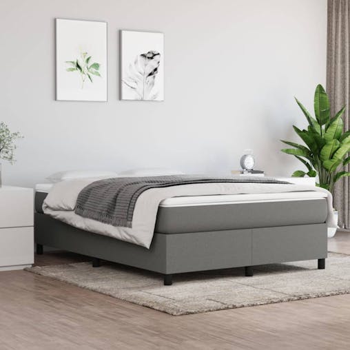 NNEVL Bed Frame Dark Grey 153x203 cm Queen Size Fabric