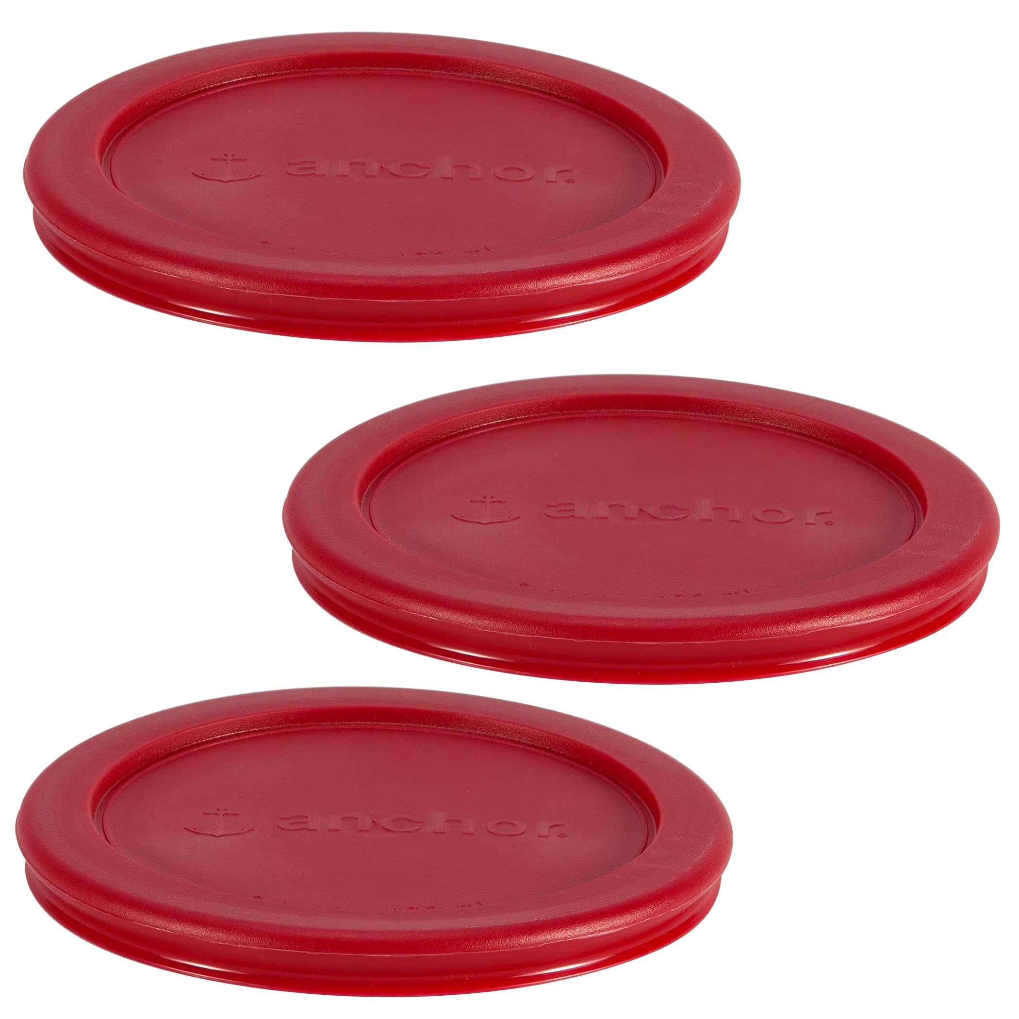 Anchor Hocking Plastic Lid Set, Red, 3-pc x 2-Cup