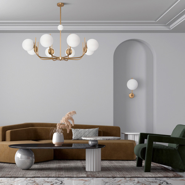 Lampa wisząca mosiężno-złota RENDEZ-VOUS 8xE14x40W wym:79,2x103x103 Maytoni