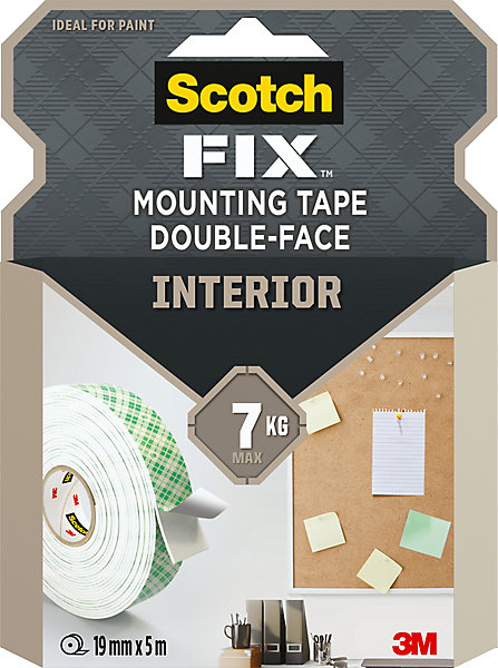 Double face intérieur 3M 19 mm x 5 m blanc, 7 kg