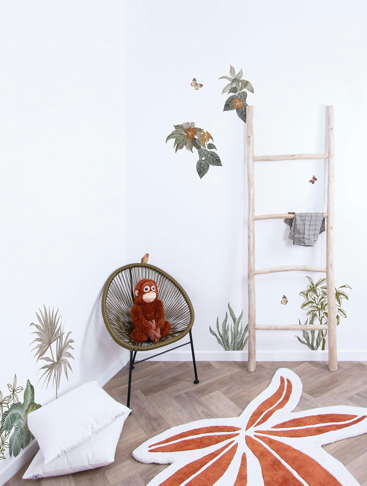 UTAN - Stickers décor jungle indonésienne en Vinyle Marron 64x130cm