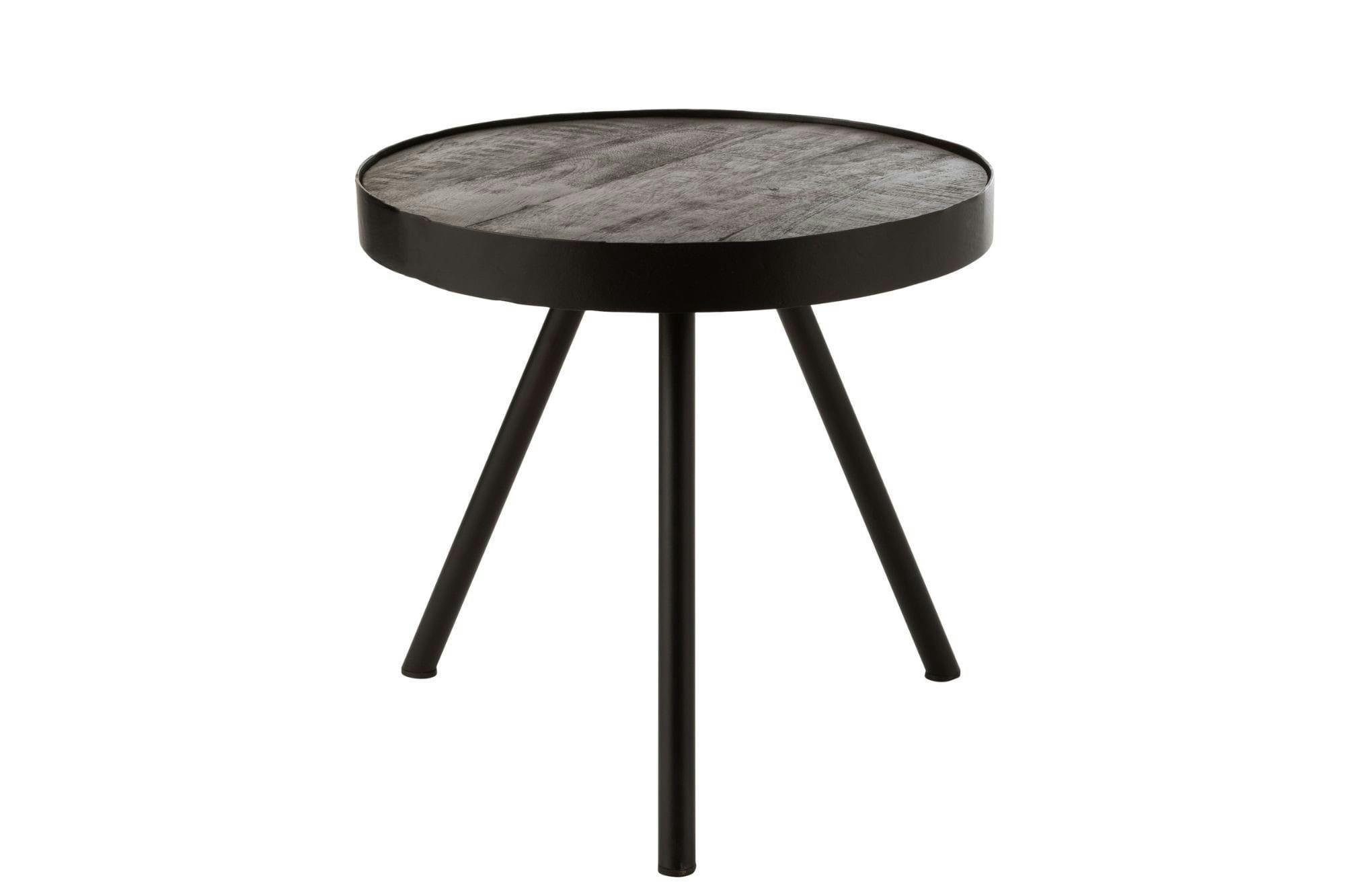 MALKO - Table basse ronde en bois de manguier et métal L50