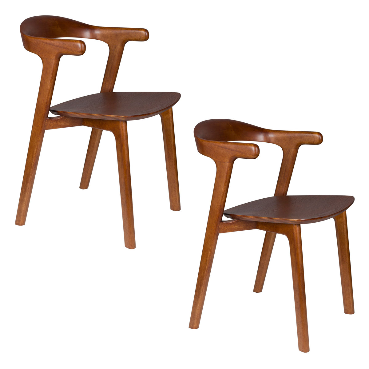 Zuiver Northwood Eetkamerstoelen Armleuning Hout Walnoot kleur - Set van 2