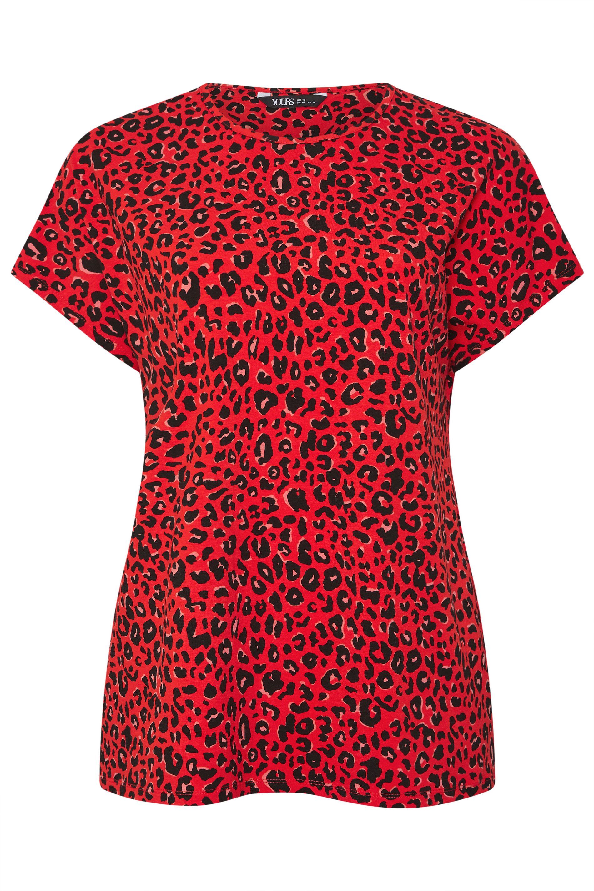 Yours Leopard Drop Shoulder Top