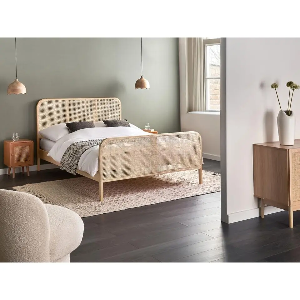 GONFARON - Tweepersoonsbed - Lichtbruin - 140 x 200 cm - Dennenhout