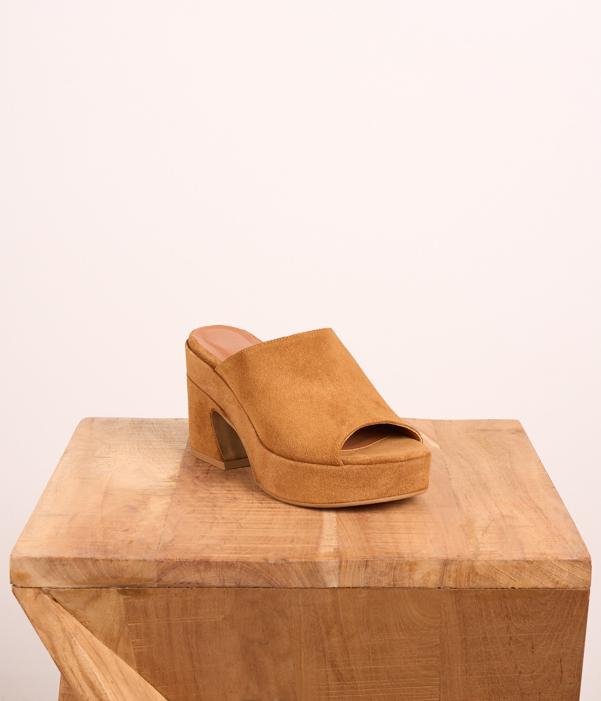 Mules en velours camel Kirby