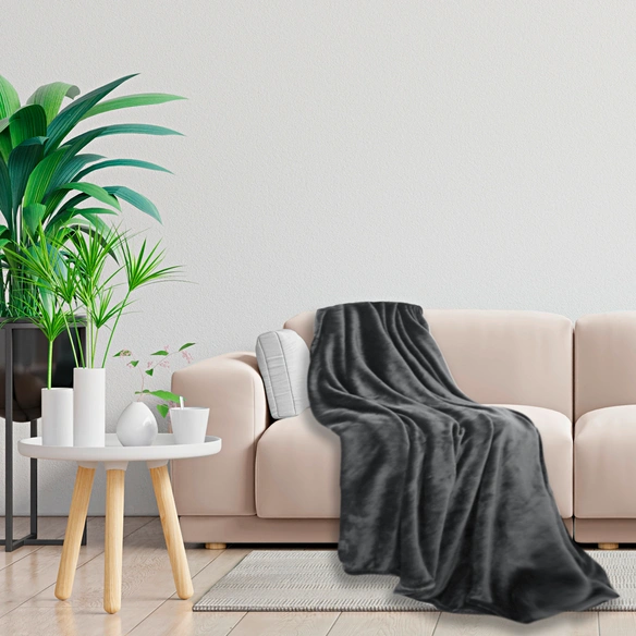 Kuscheldecke, 200 x 200 cm, Polyester, anthrazit