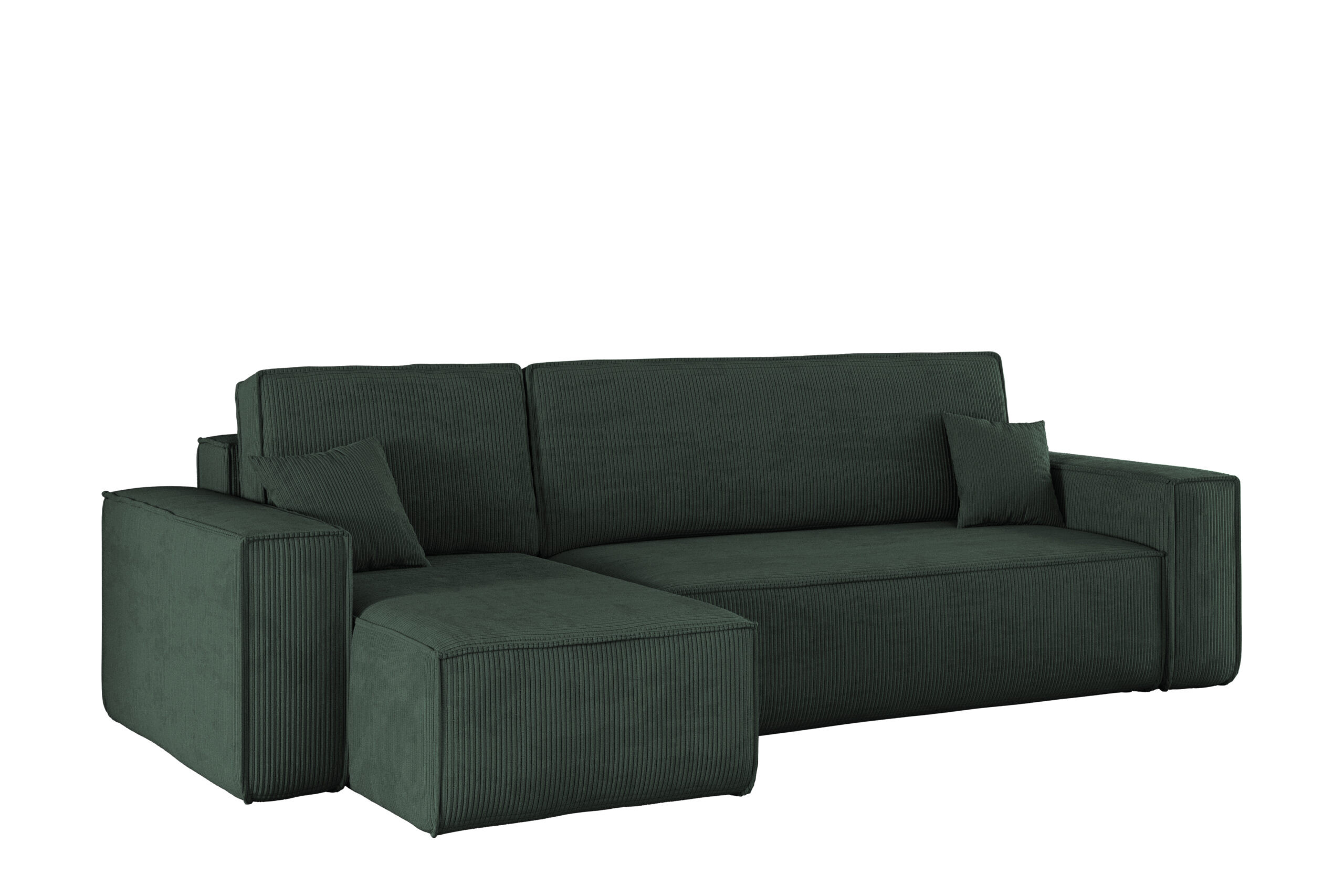 Sofa w kształcie L BEST narożnik, tkanina Poso, Ciemnozielony Lewostronny