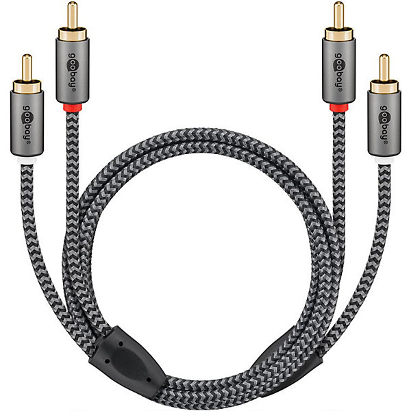 Câble audio 2 RCA mâles gold noir 50cm GOOBAY