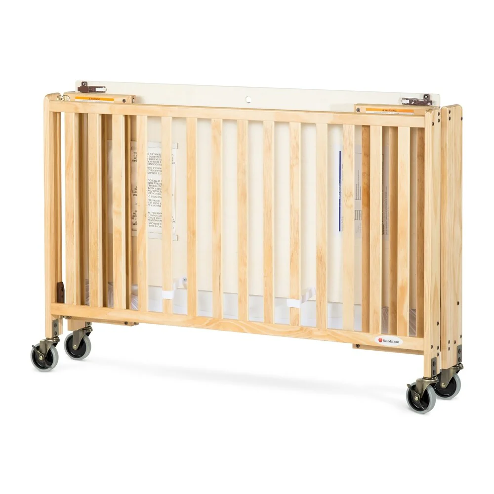 Foundations HideAway Folding Fixed-Side Full-Size Crib-Natural
