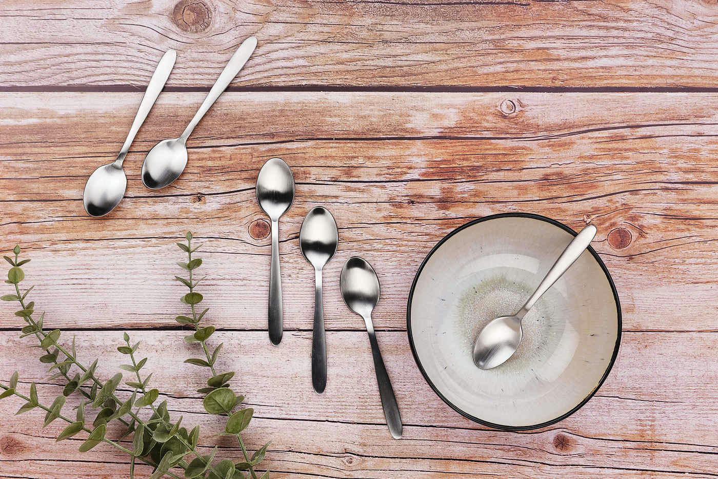 NUDE - Lot de 6 petites cuillères en inox argent