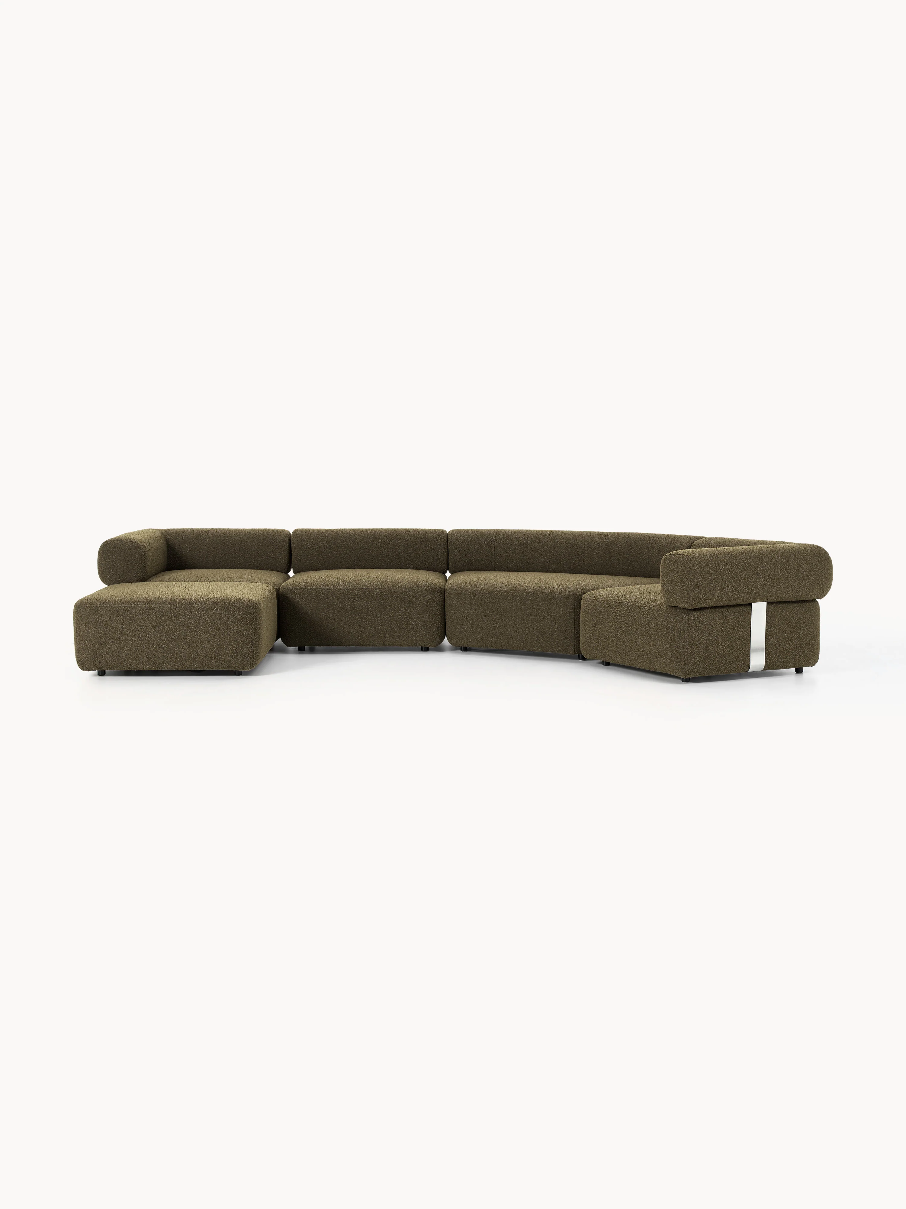 Großes modulares Bouclé-Sofa Anton mit Hocker (links/rechts)