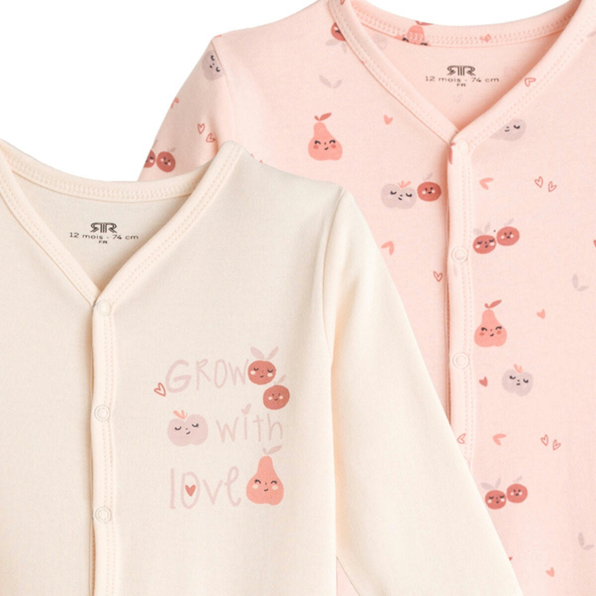 Lot de 2 pyjamas 1 pièce coton bio