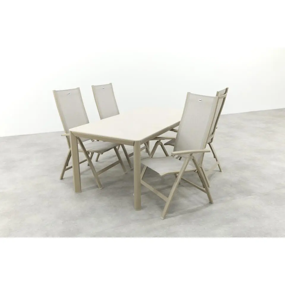 Hartman Roma/Kyra verstelbare tuinset voor 4 personen 180x90 cm. - Latte