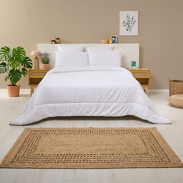 Pack été Couette légère220x240cm   2 Oreillers 60x60cm ANTI-ACARIENS Traitement Naturel