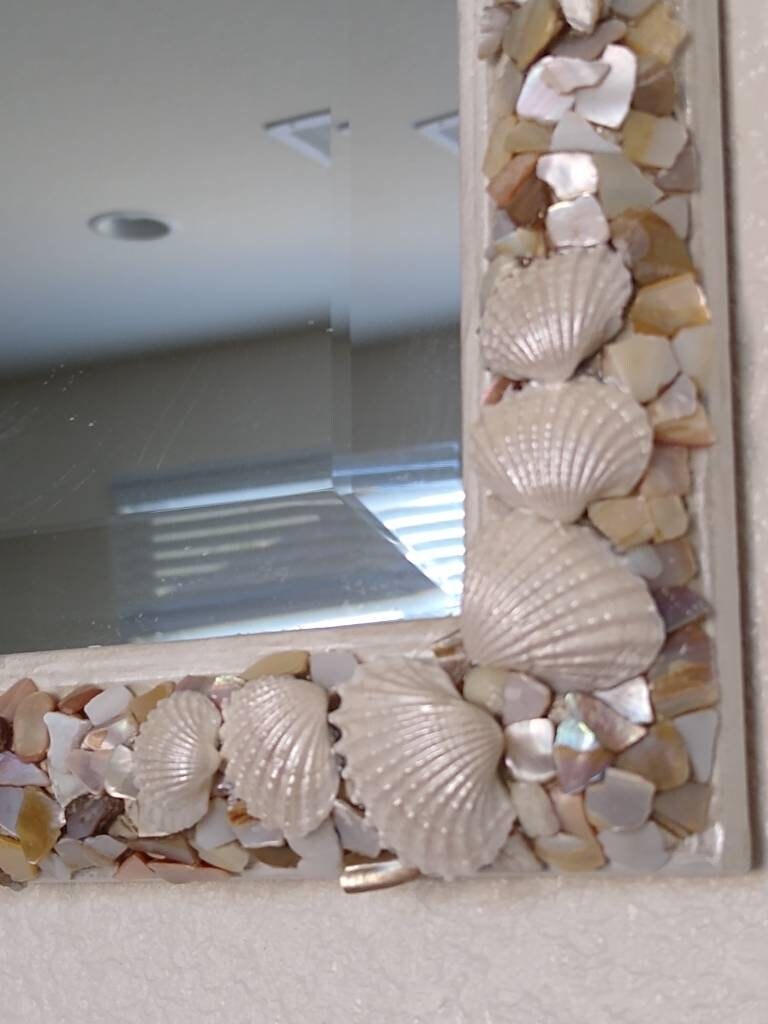 Elegant seashell mirror, elegant wall decor, coastal mirror
