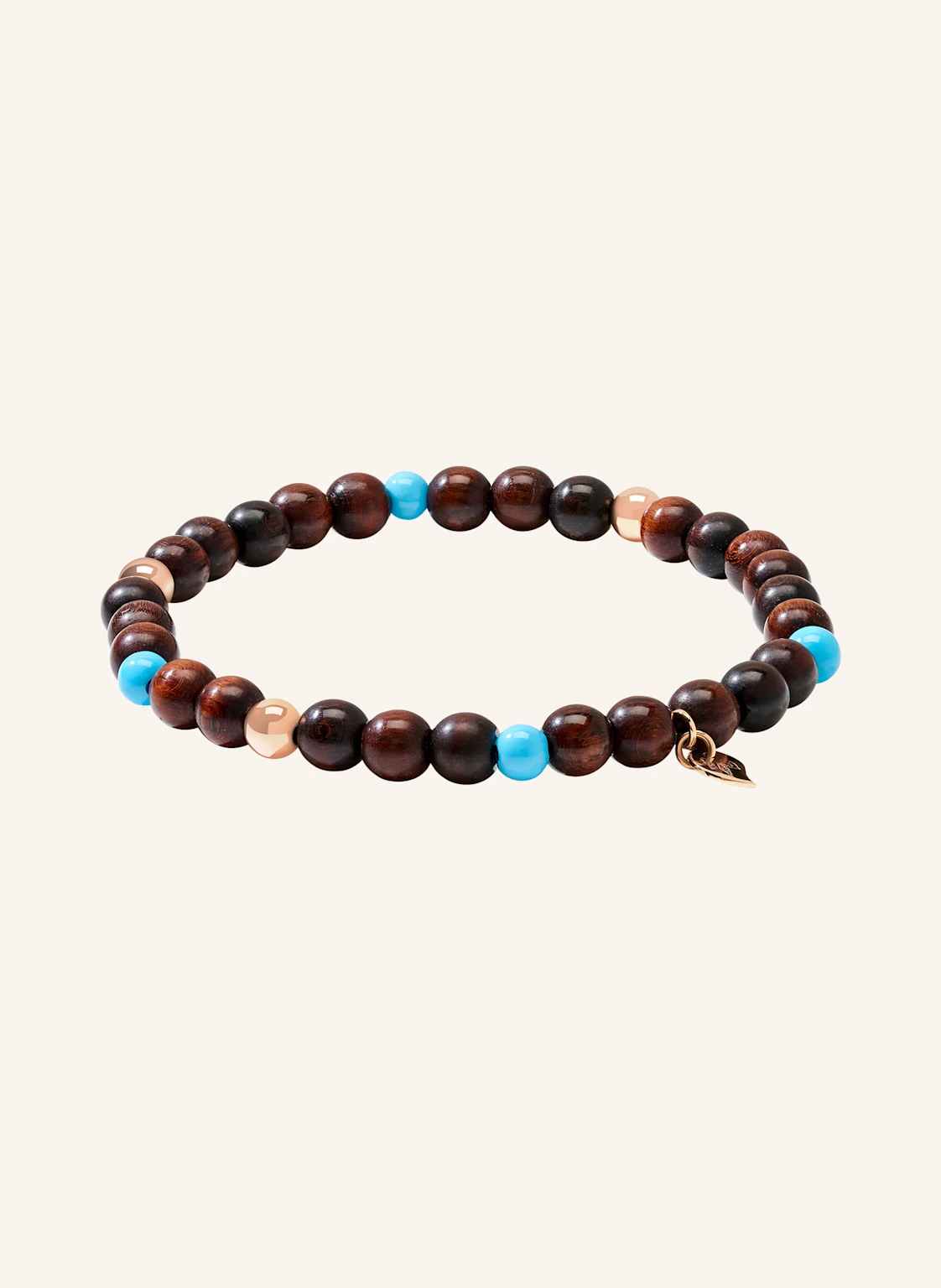 TAMARA COMOLLI Armband BRACELET INDIA SNAKEWOOD WITH TURQUOISE BEADS, ONE ROW, MEDIUM Snakewood Türkis 18K Roségold