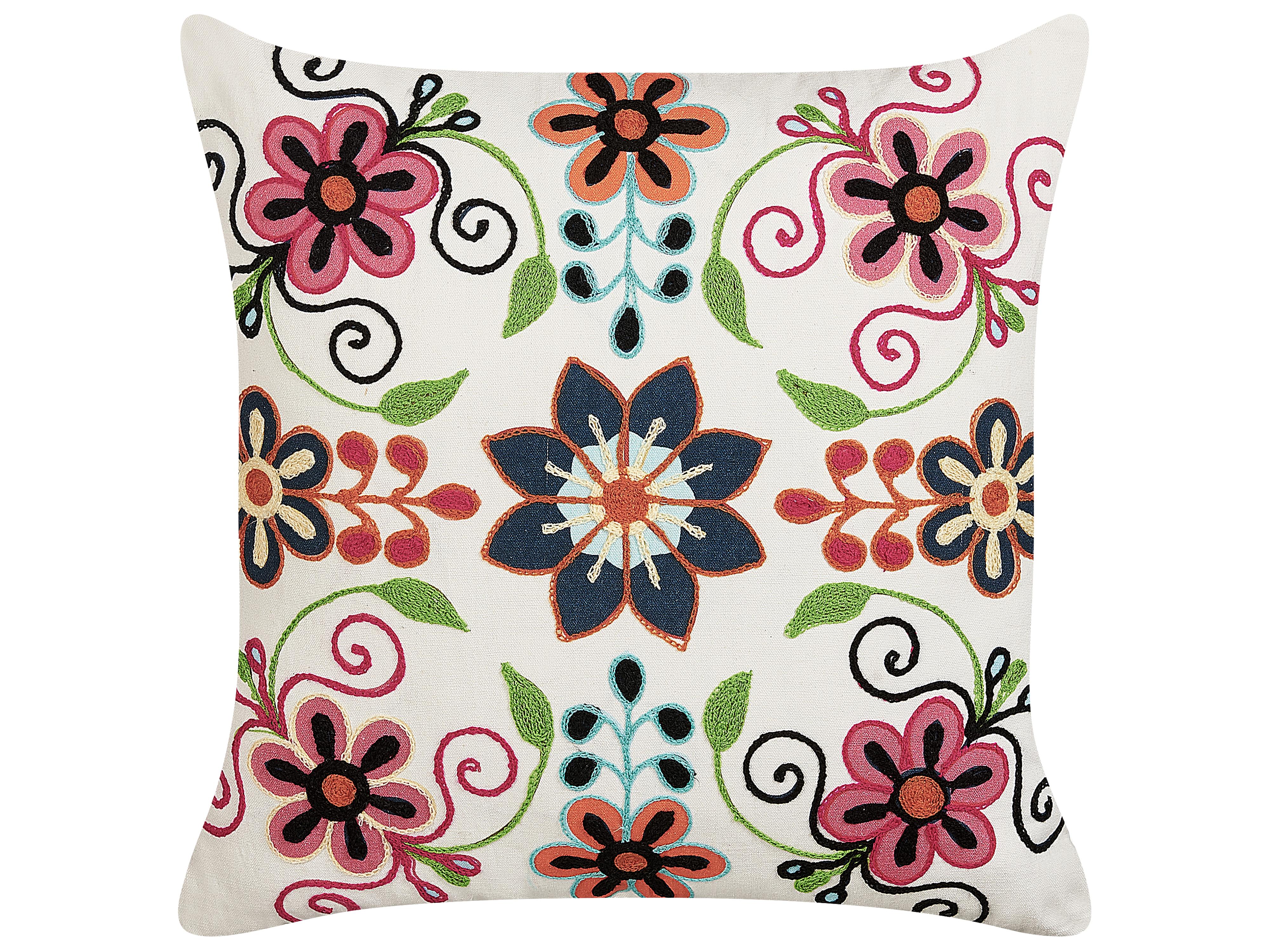 Throw Cushion BAHRAICH Cotton 50 x 50 cm Multicolour Floral Pattern
