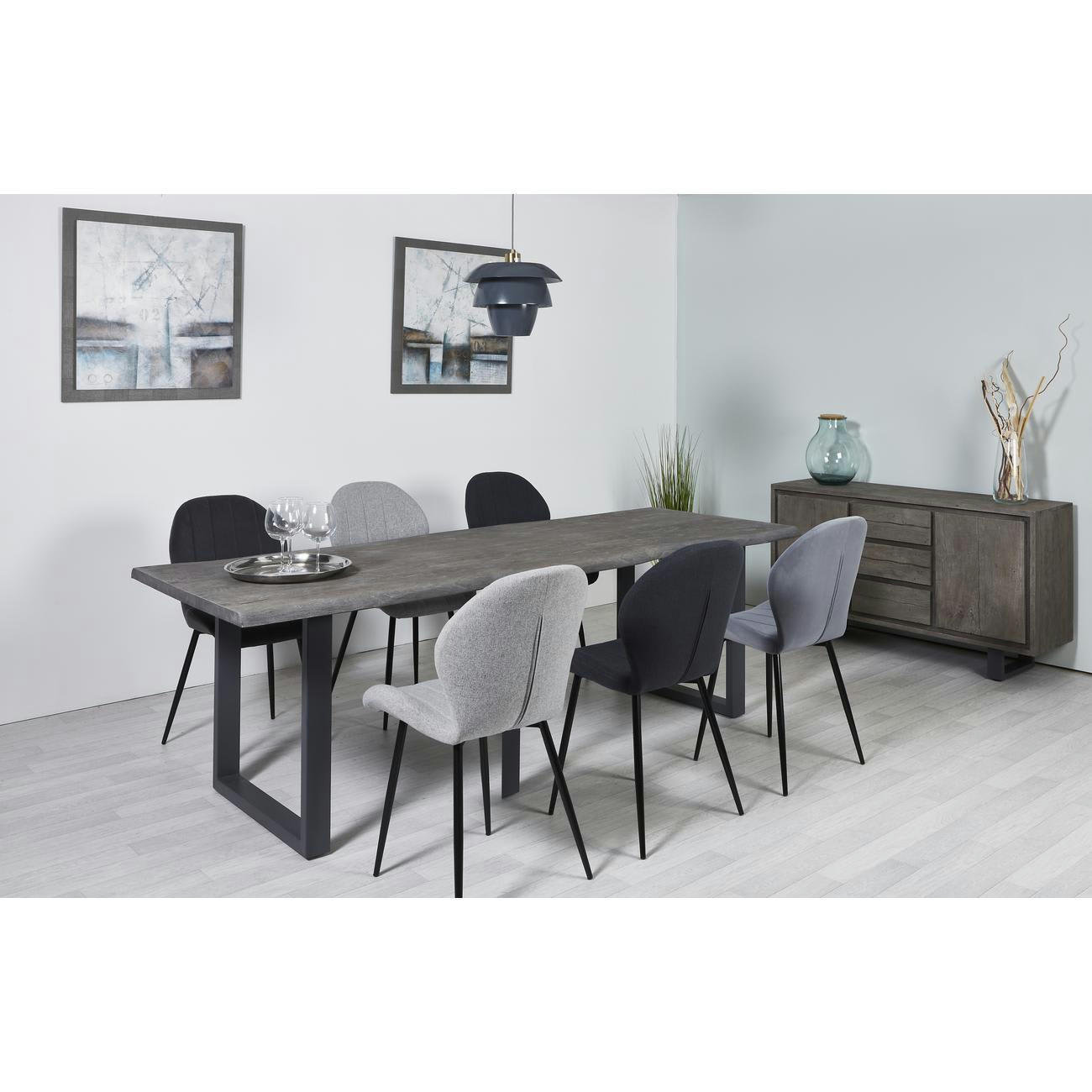 NIVEN - Table à manger en Acacia Massif 10 personnes Gris