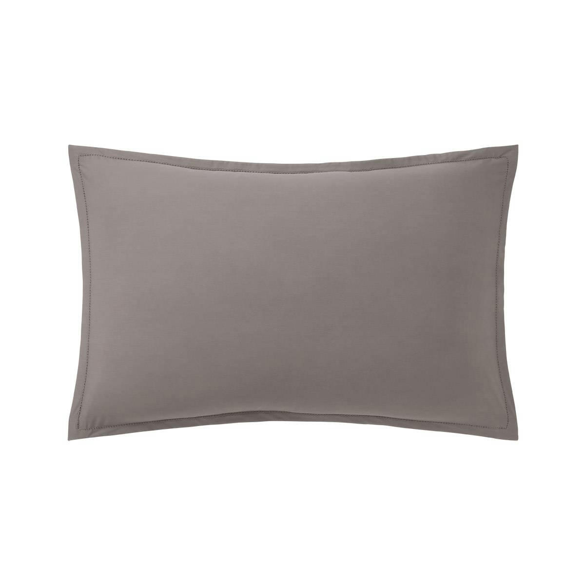 ALCOVE - Taie d'oreiller en percale de coton gris 50 x 75 cm