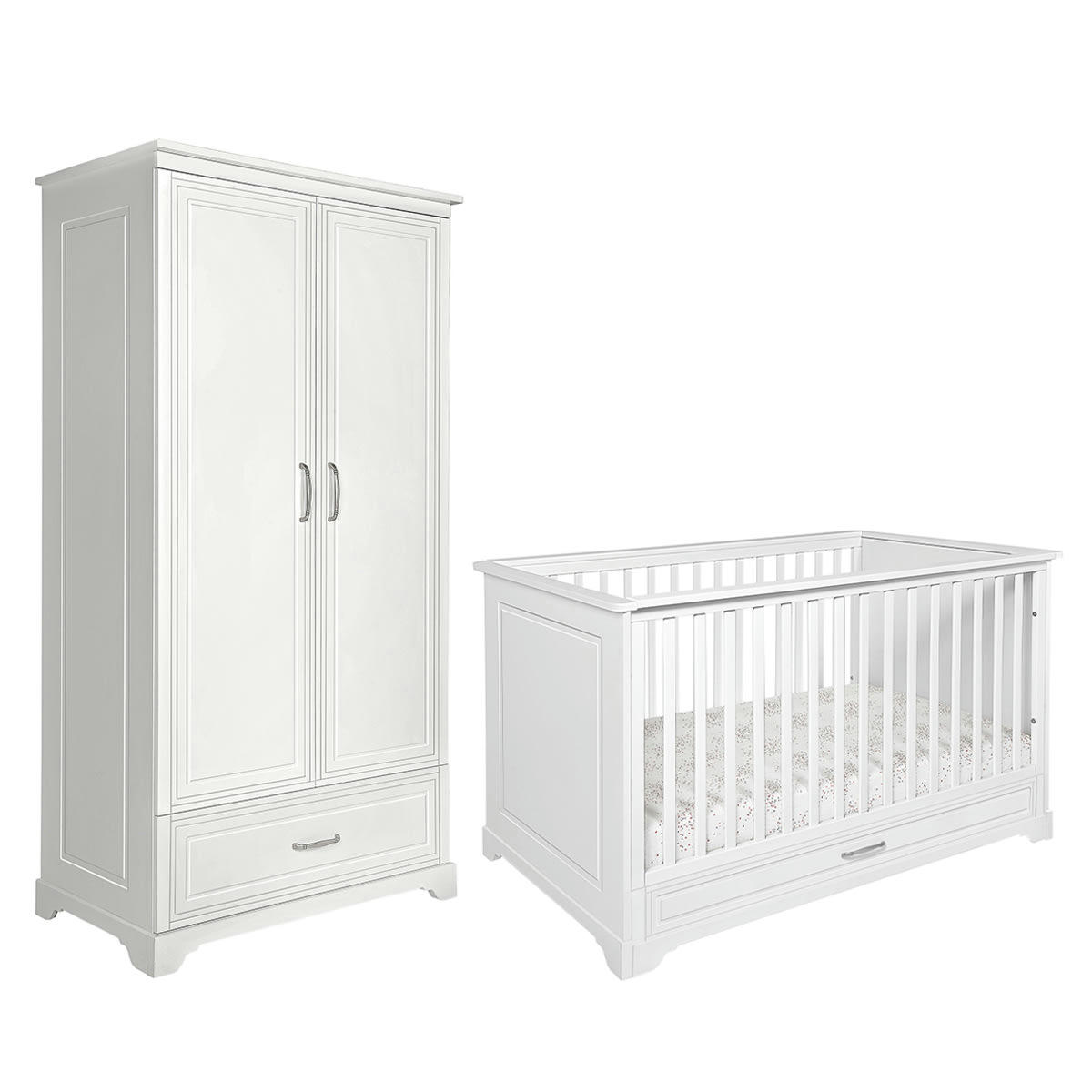 DUO - MELODY - Lit évolutif 70x140 armoire 2 portes blanc