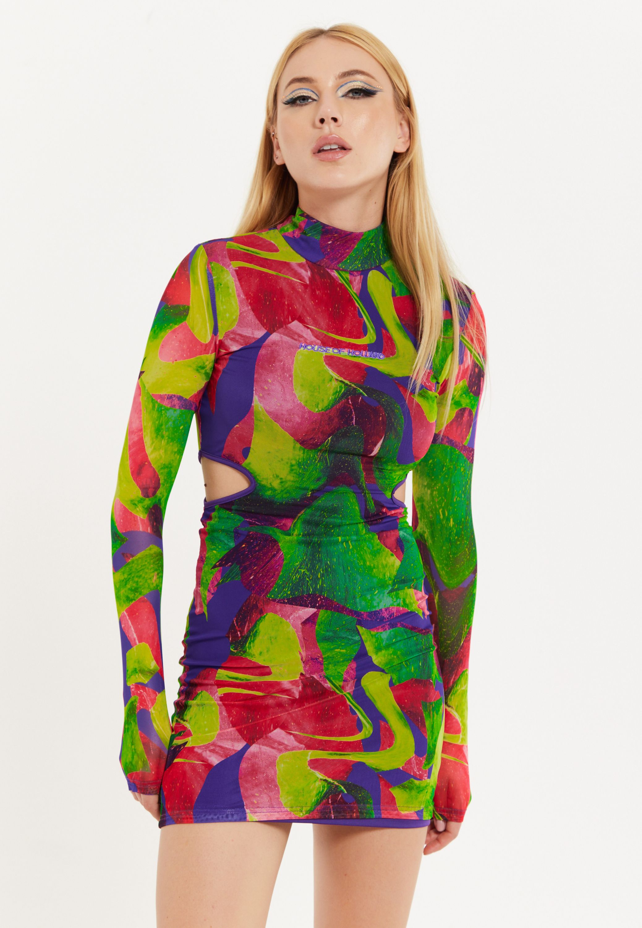 House of Holland Abstract Multicolour Print Mini Dress
