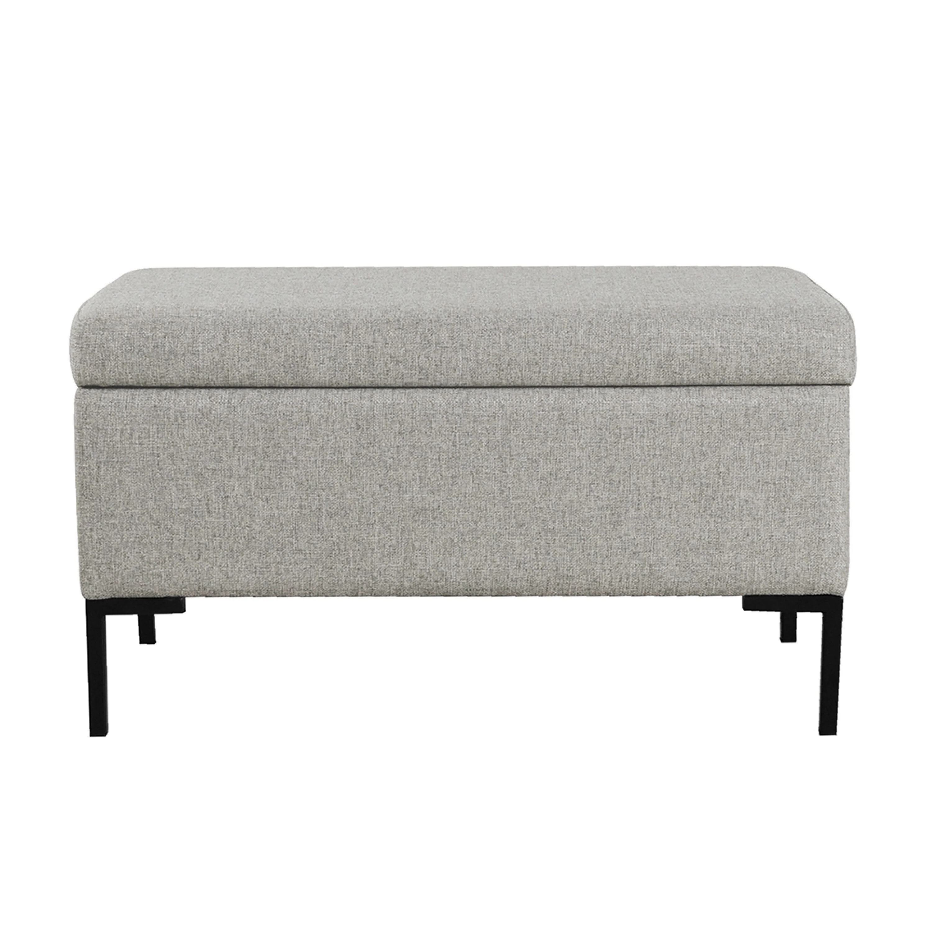 Ray Storage Bench Ottoman, Classic Gray Velvet, Metal Legs, 32 Inch