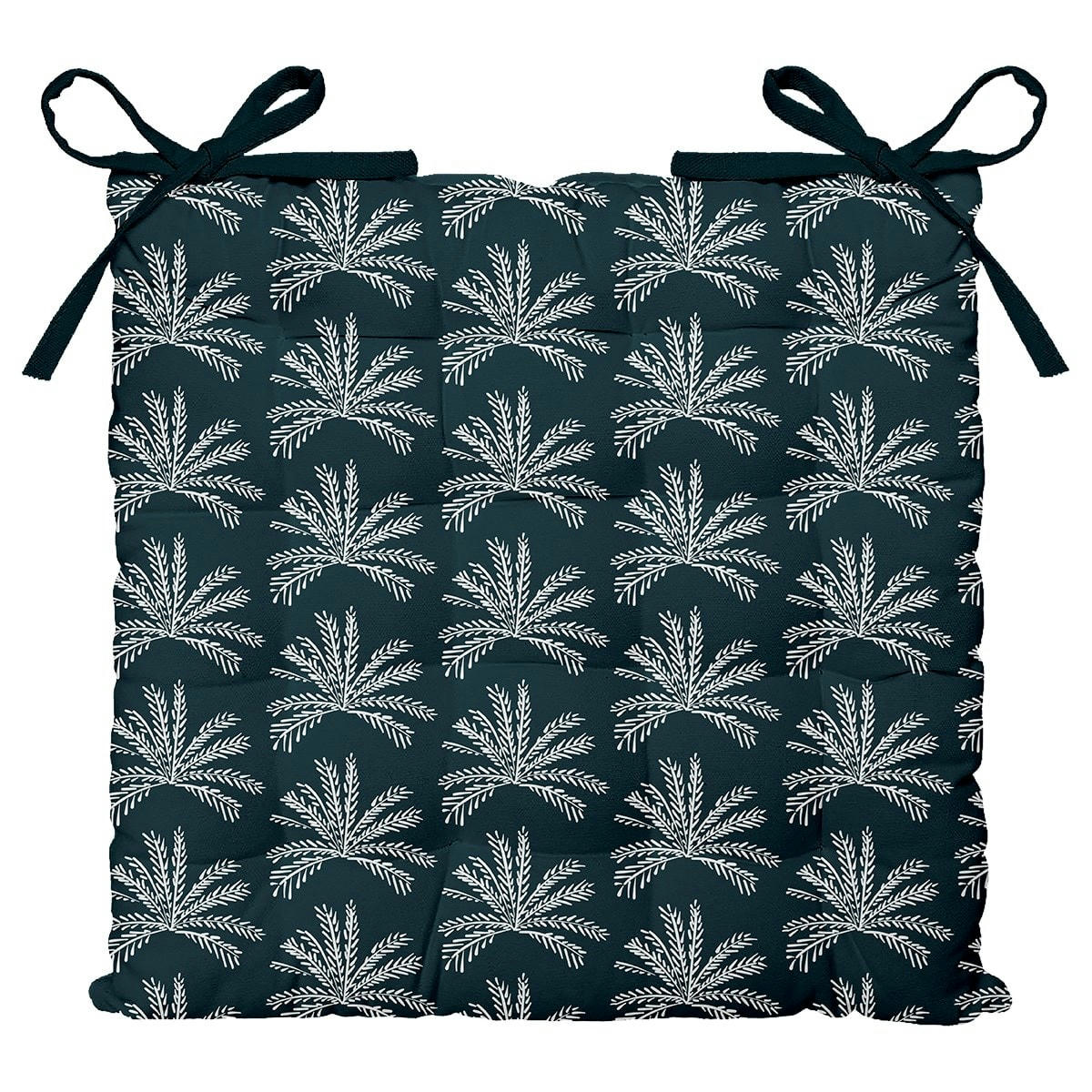 HOTEL TROPIK PALMERAIE - Assise matelassée imprimé en Coton Bleu 38x38 cm