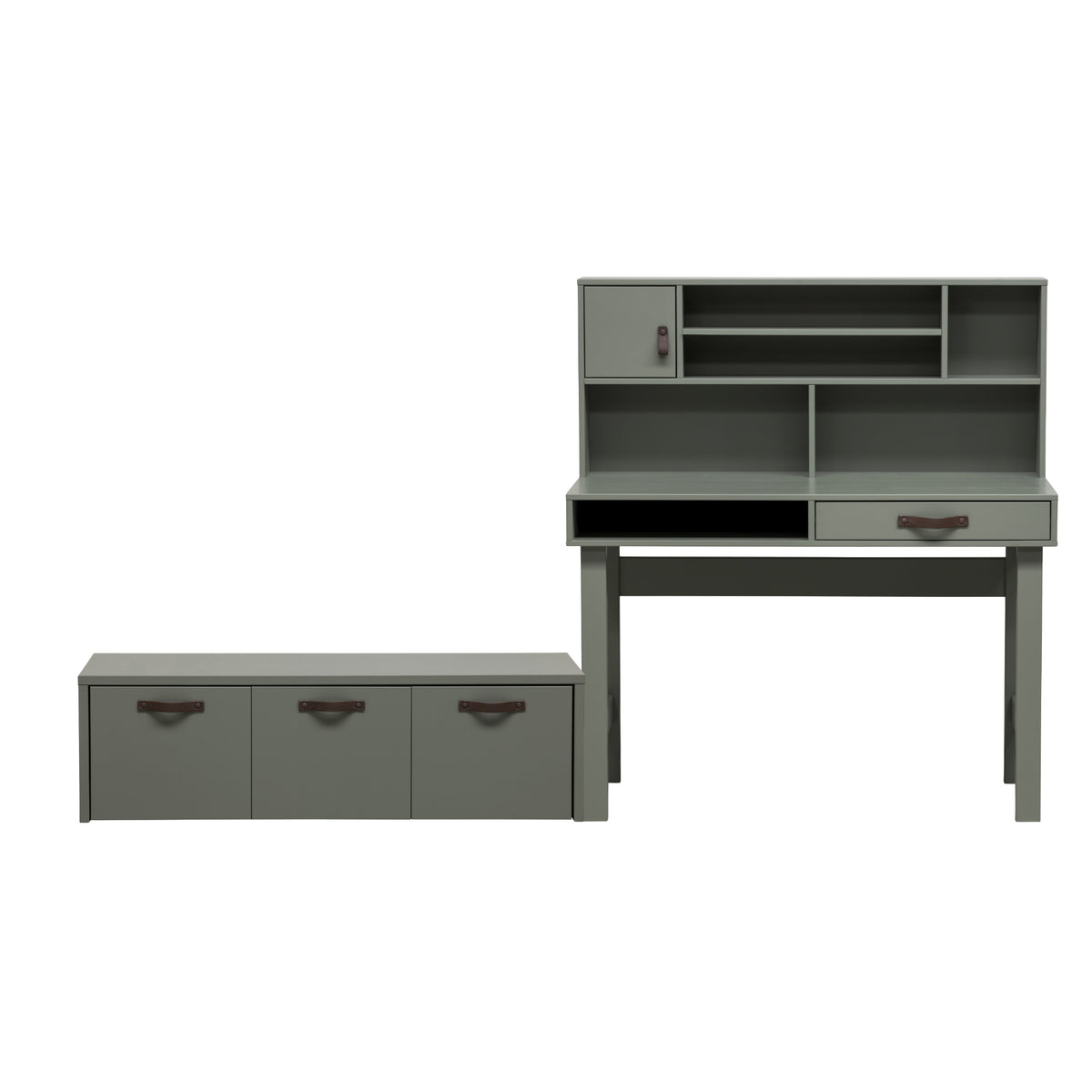 vtwonen kistbank 120 cm & bureau 110 cm Stage - Grenen - Soap - 36x120x50/122x110x58