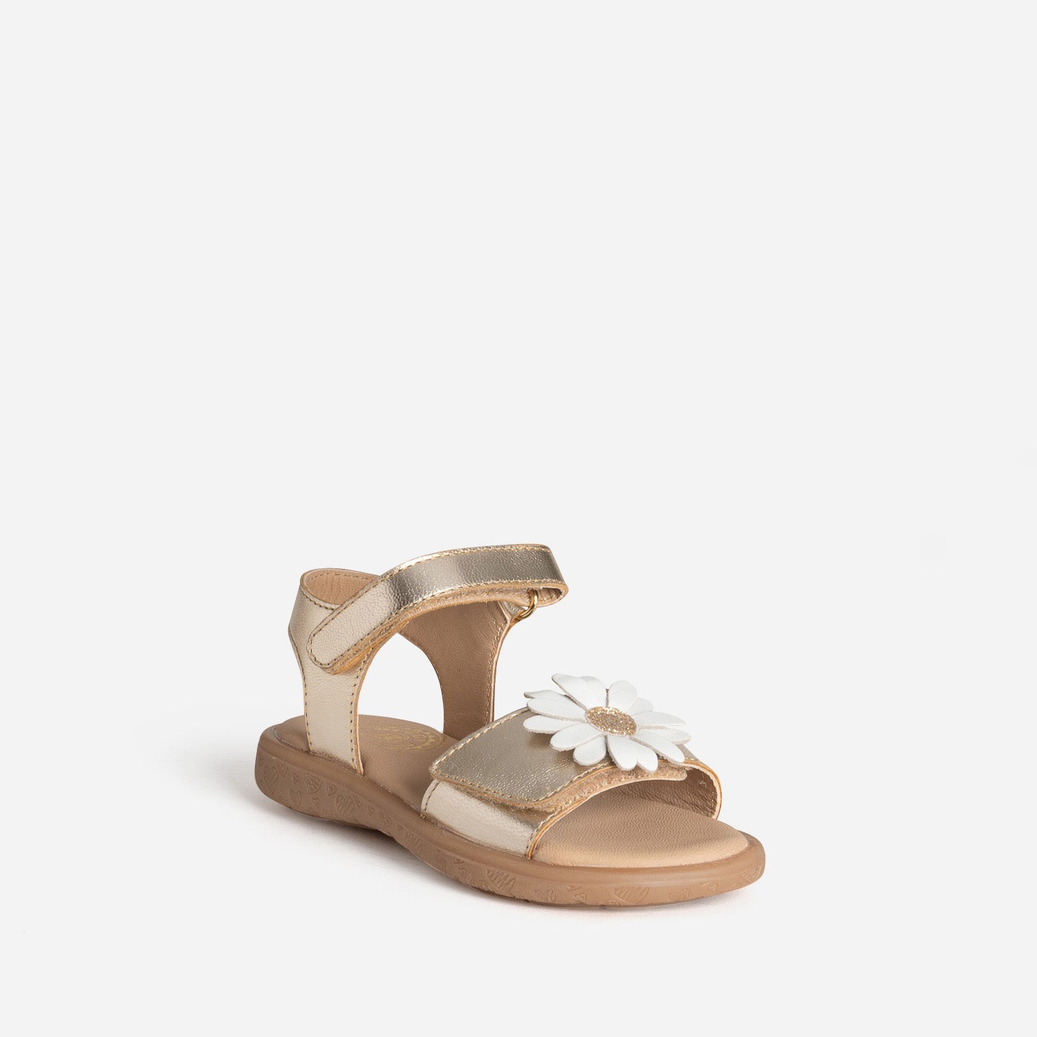 Sandale BUGGY dorée cuir détail fleur