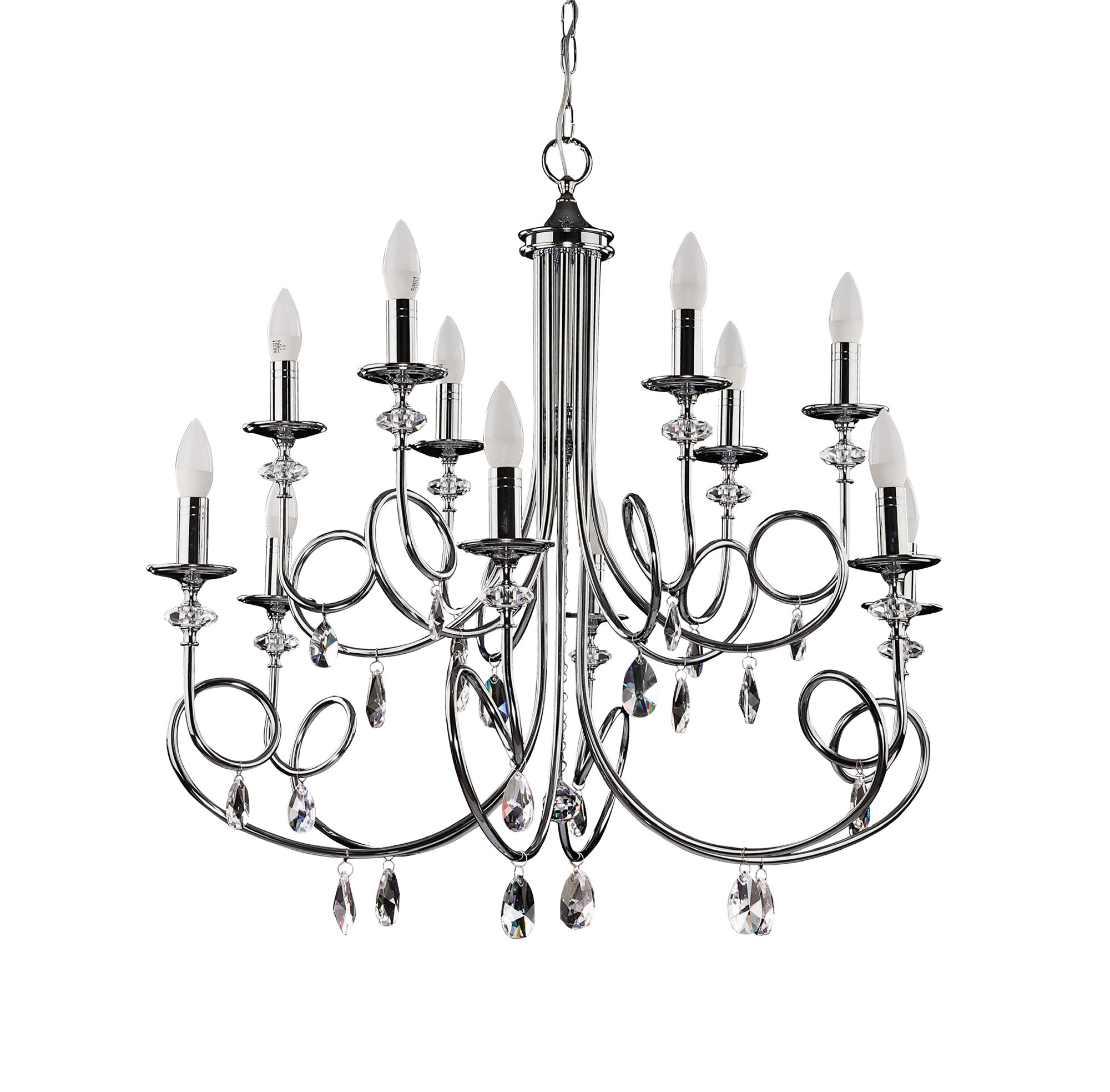 Żyrandol DAKAR chromowany 12xE14x15W wym:175x90x90cm IP20 Jupiter