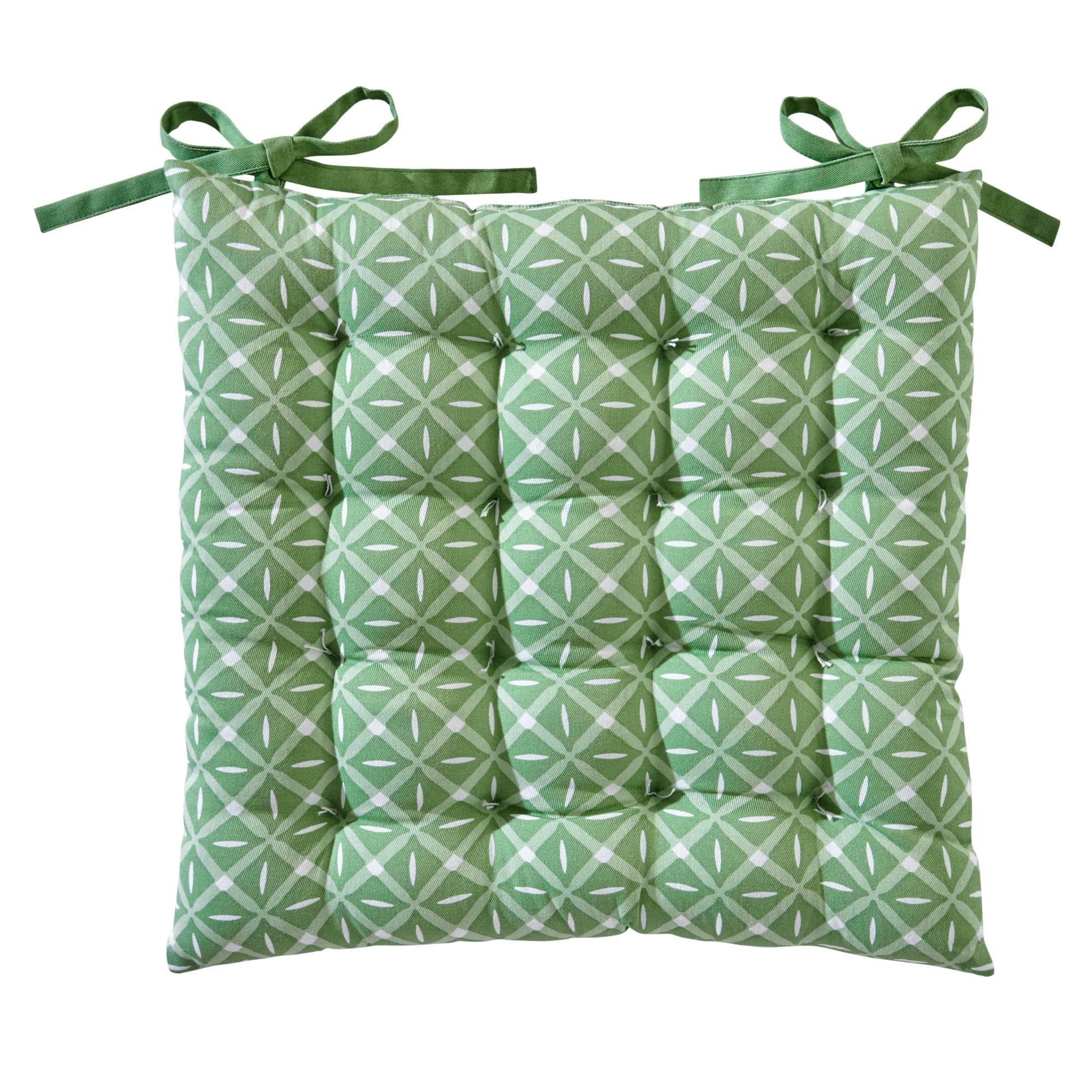 GIENS - Galette de chaise verte 40x40 en coton