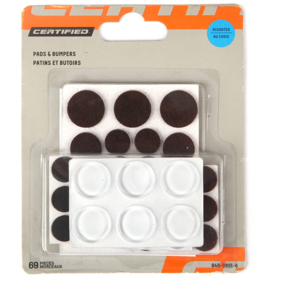 Likewise Self-Adhesive Medium Duty Assorted Pads and Bumpers, Clear/Brown, 69-pc