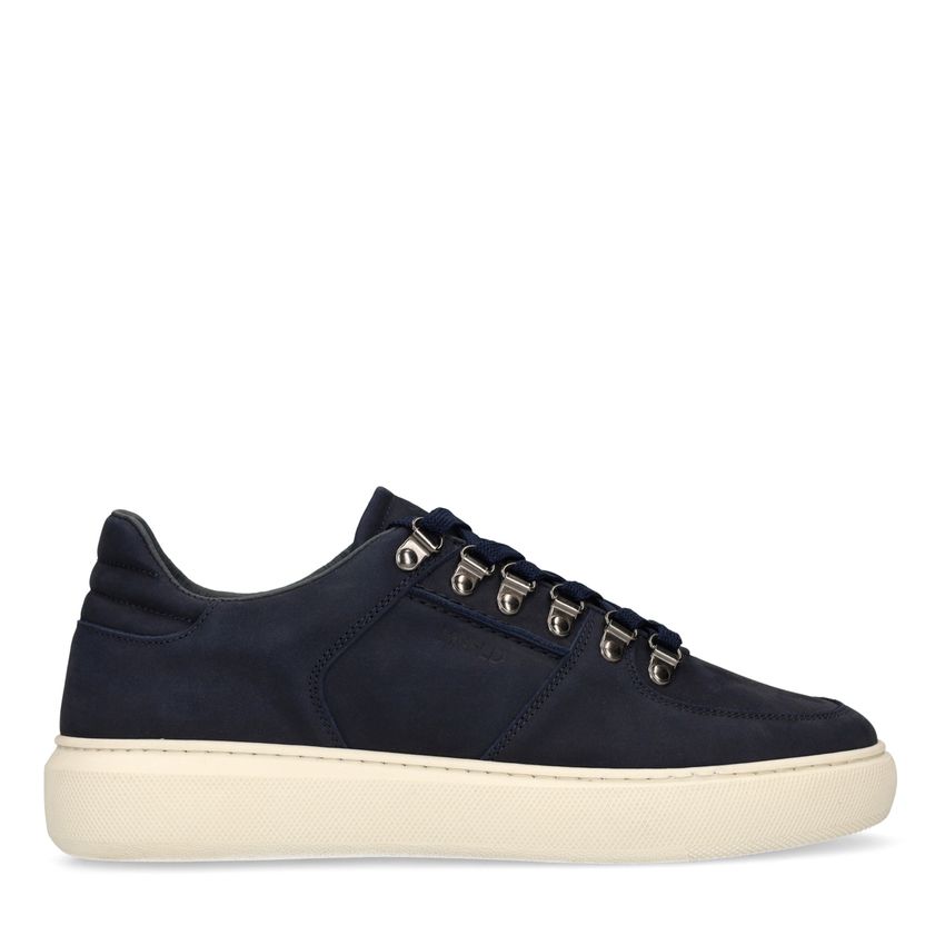 Manfield Donkerblauwe nubuck sneakers
