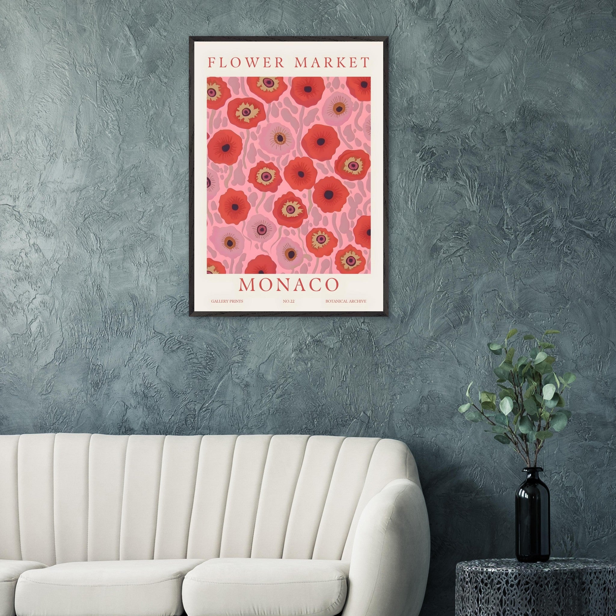 Artfulprints Poster Flower market - Monaco  - 70x100 cm - Roze