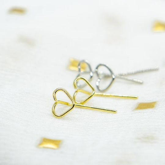 The Colourful Aura Heart Wire Handmade Love Stick Stud Earrings