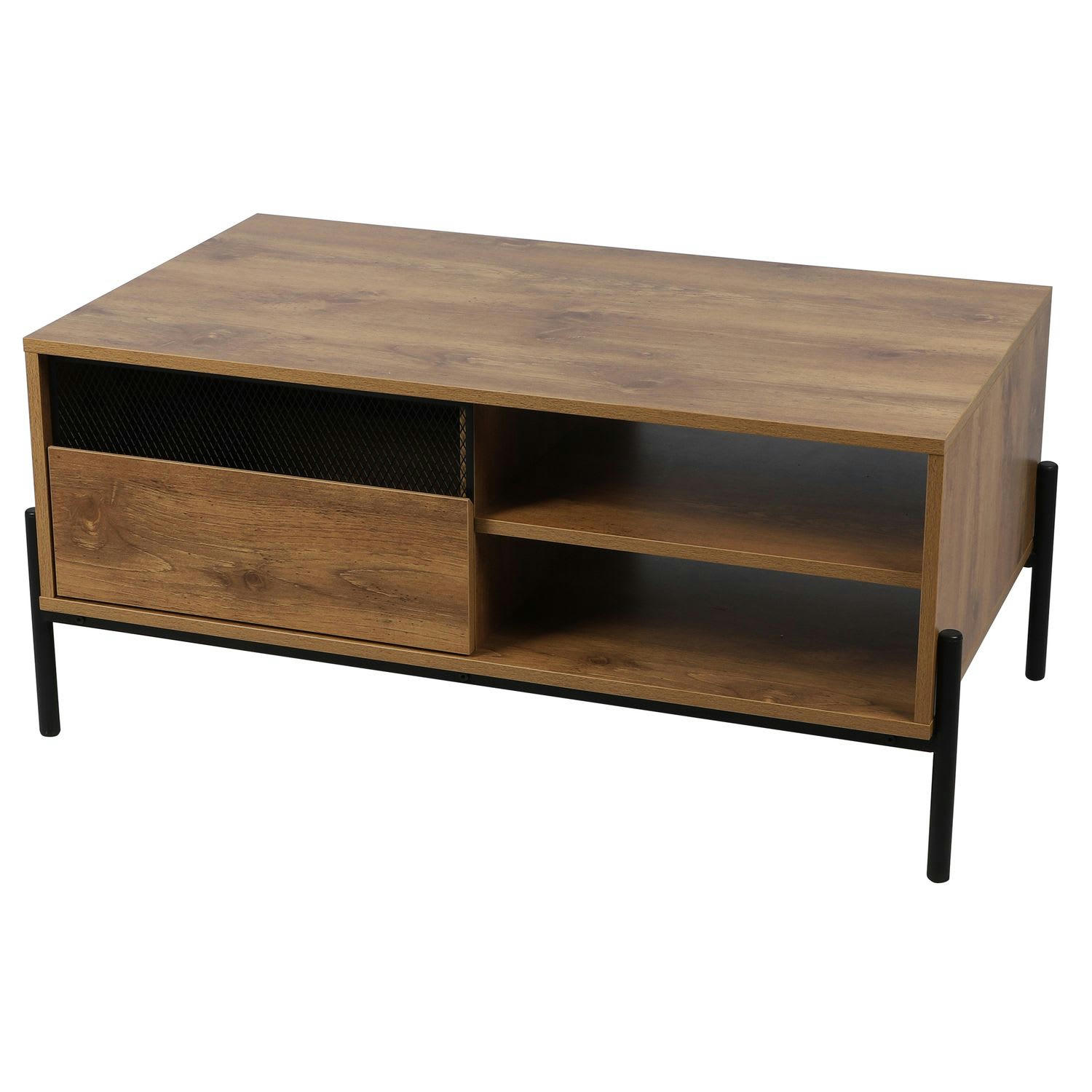 - Table basse 1 tiroir et 2 niches marron