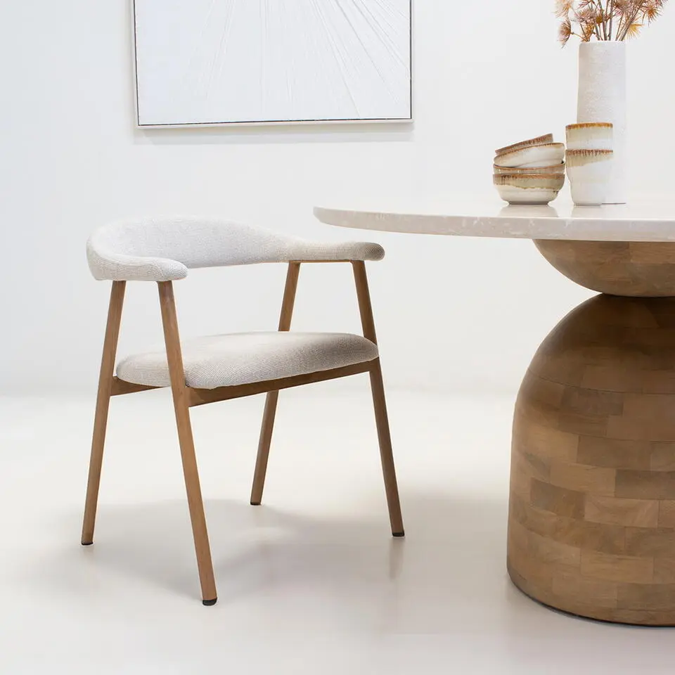 Eetkamerstoel Naturel - Zithoogte 48cm - Mila - Set van 2