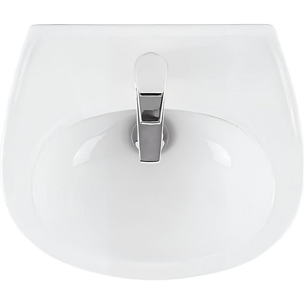 Lavabo compact 45x38 mural céramique traditionnelle hauteur 19,7cm SANINDUSA Mondego blanc (mitigeur et vidage non inclus)