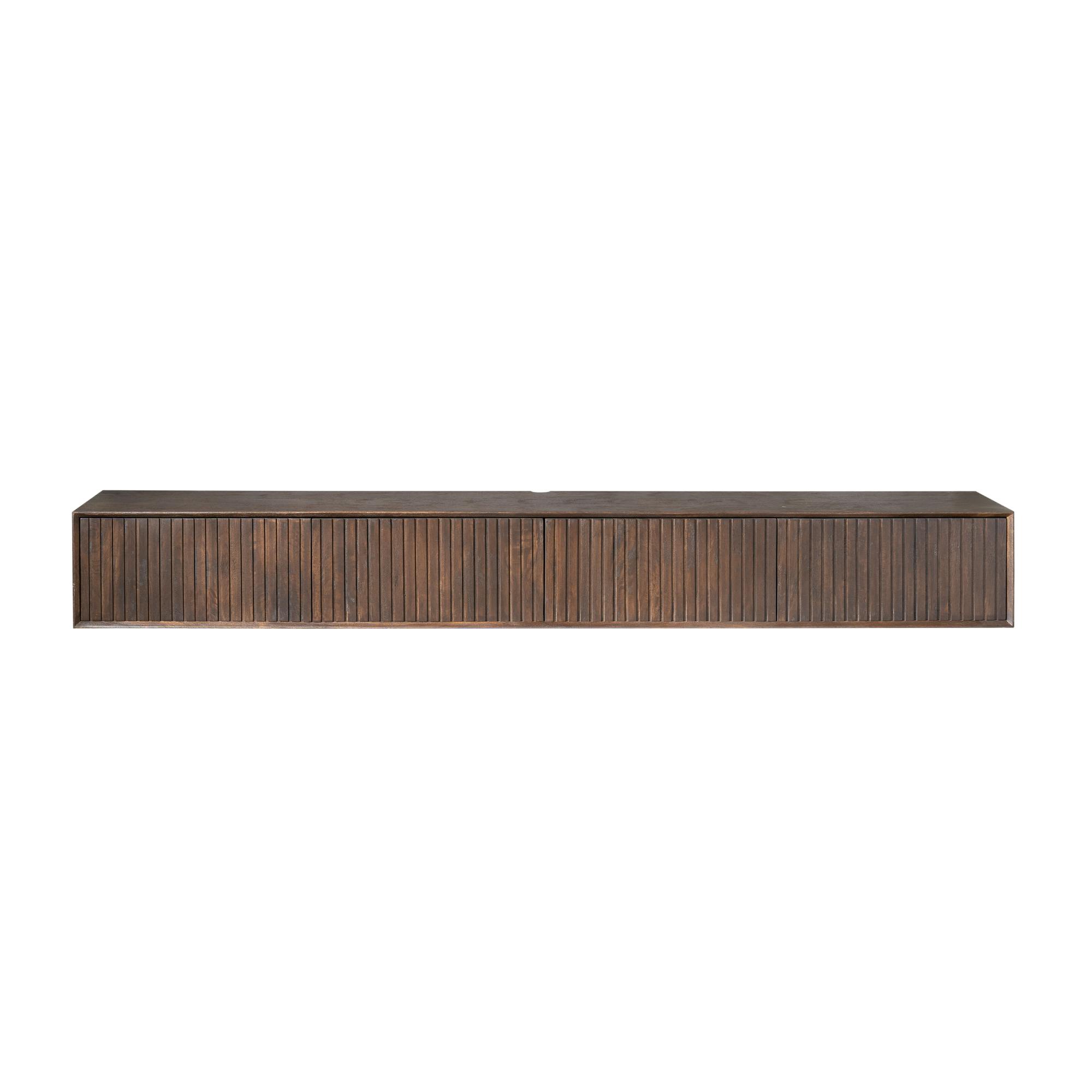 Meuble TV suspendu vintage 4 portes rainurées CORTINA