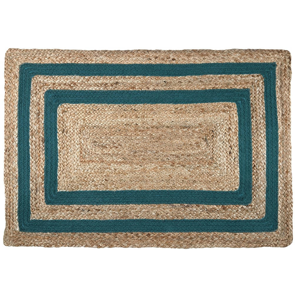 BERRY - Tapis émeraude jute coton 60x90cm